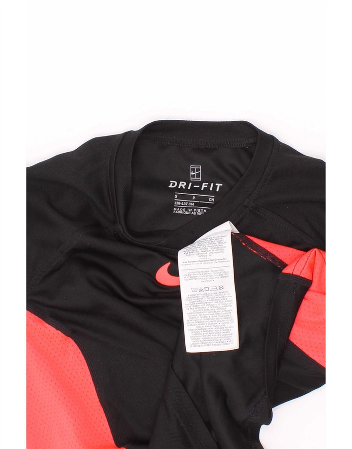 Chłopięcy T-shirt Nike Dri Fit, 8-9 lat, mały, czarny poliester z blokami kolorów