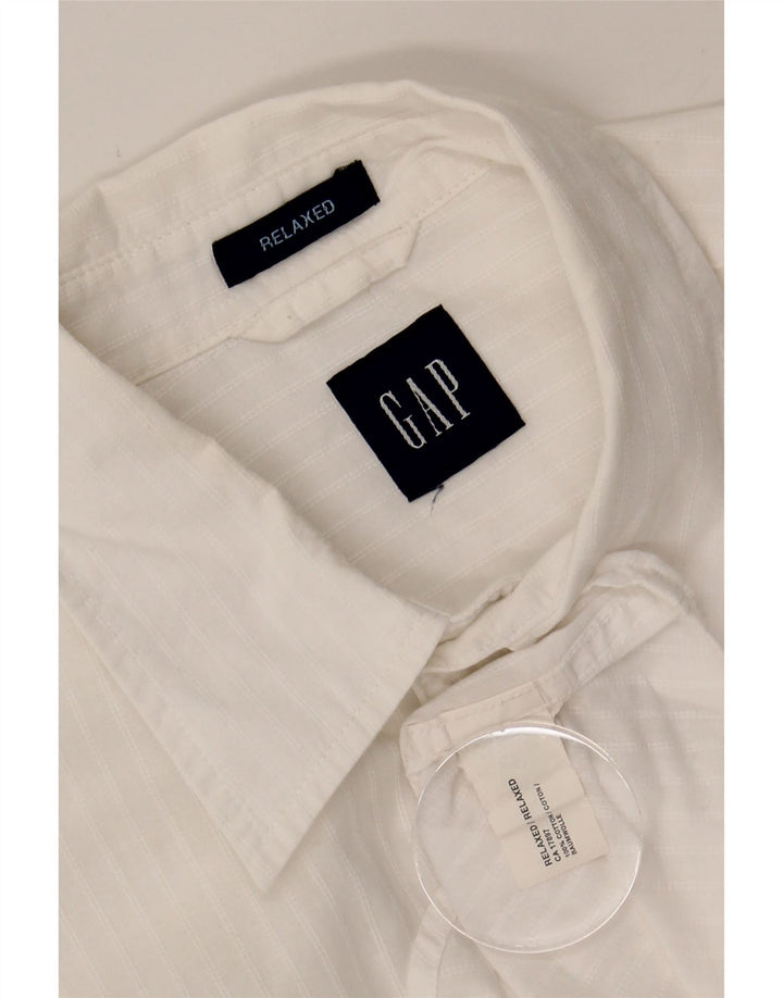 GAP Mens Relaxed Fit Shirt Medium White Pinstripe Cotton Vintage Gap and Second-Hand Gap from Messina Hembry 