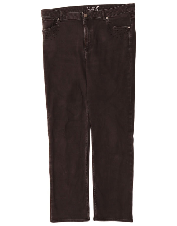Marks & Spencer Damskie Per Una Straight Jeans UK 16 Duże W34 L30 Czarne