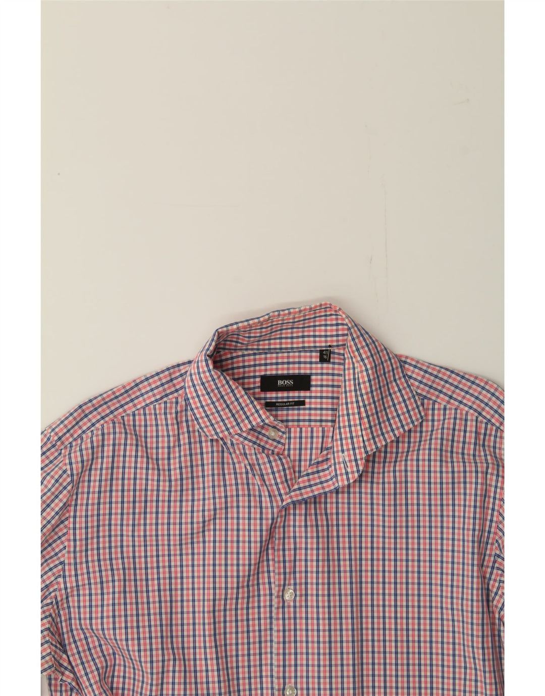HUGO BOSS Mens Regular Fit Shirt Size 41 16 Large Pink Check Vintage Hugo Boss and Second-Hand Hugo Boss from Messina Hembry 