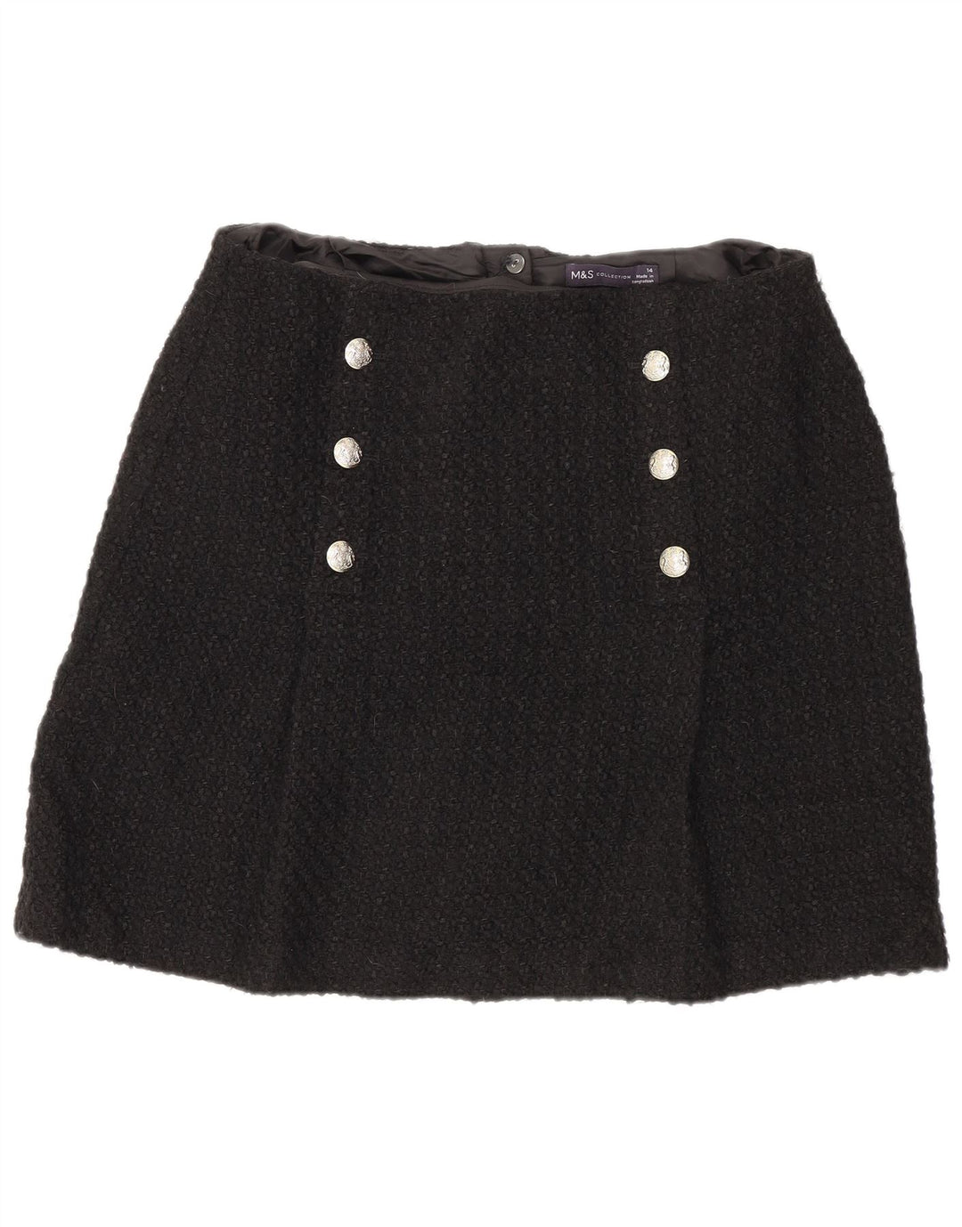 Marks & Spencer Damska spódnica mini UK 14 Medium W32 Czarny akryl