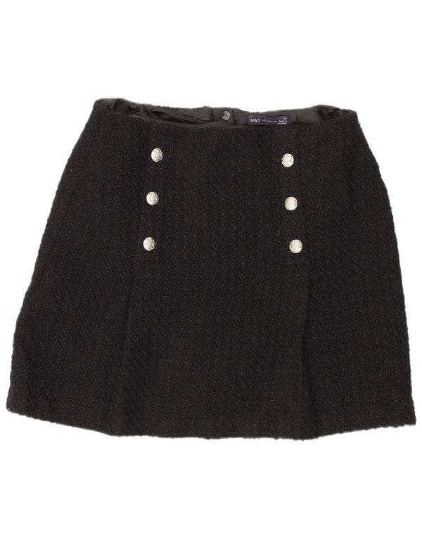 Marks & Spencer Damska spódnica mini UK 14 Medium W32 Czarny akryl