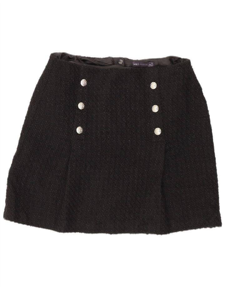 Marks & Spencer Damska spódnica mini UK 14 Medium W32 Czarny akryl
