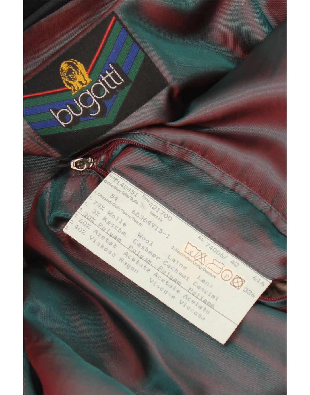 Bugatti Męski dwurzędowy płaszcz EU 54 2XL Granatowa wełna