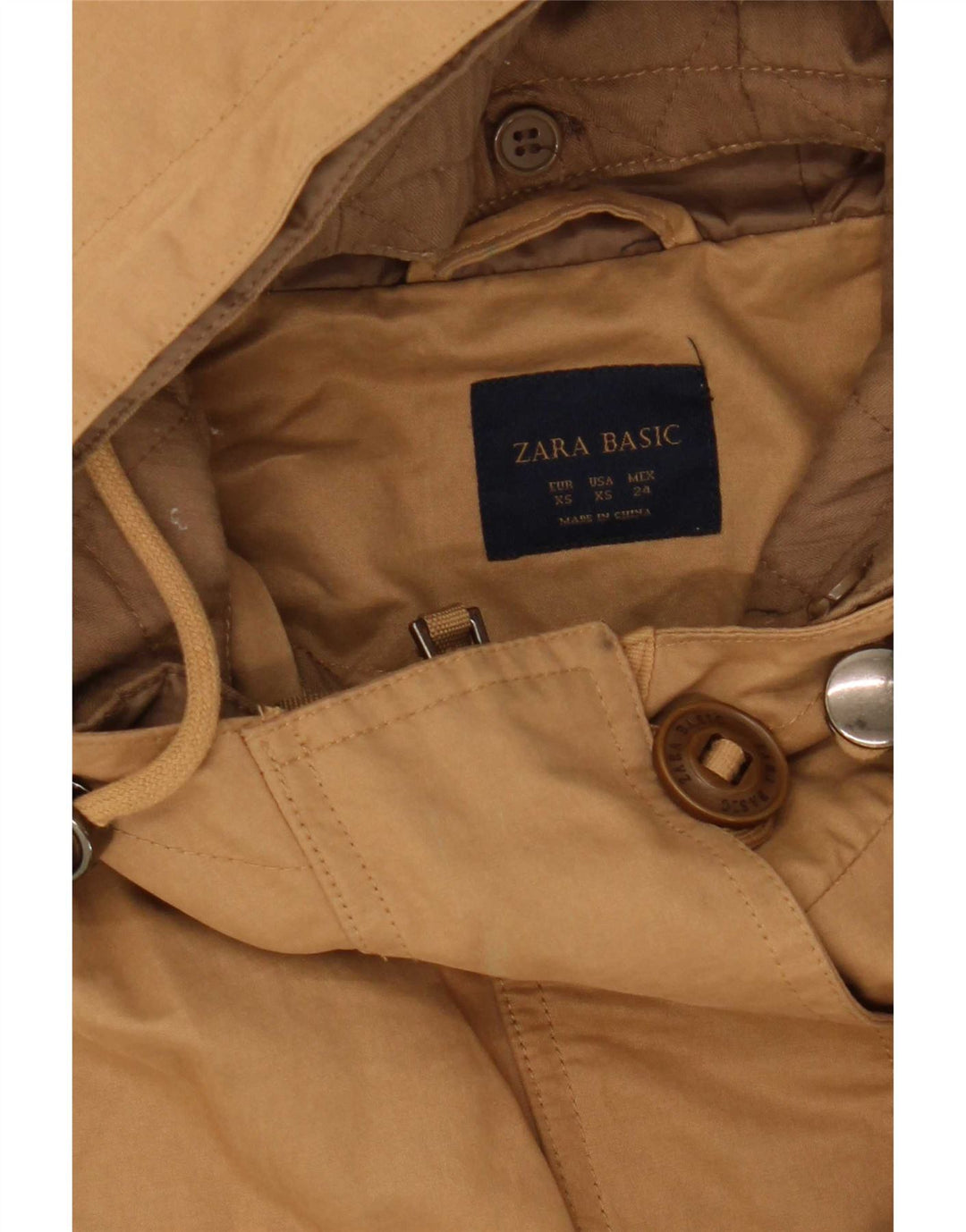 Damska kurtka parka z kapturem Zara UK 6 XS Beżowy poliester