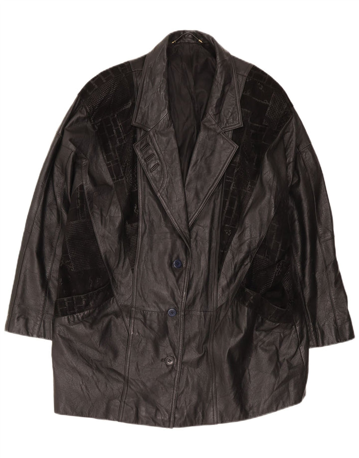Canda Męski płaszcz skórzany oversize UK 18 XL w kolorze czarnym