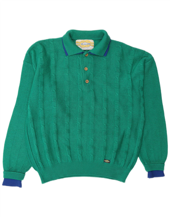 Męski sweter polo SETTEBELLO XL, zielona wełna