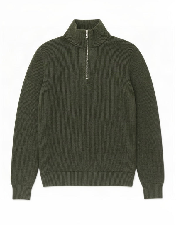 Marks & Spencer Męski sweter zapinany na zamek, duży, poliestrowy khaki