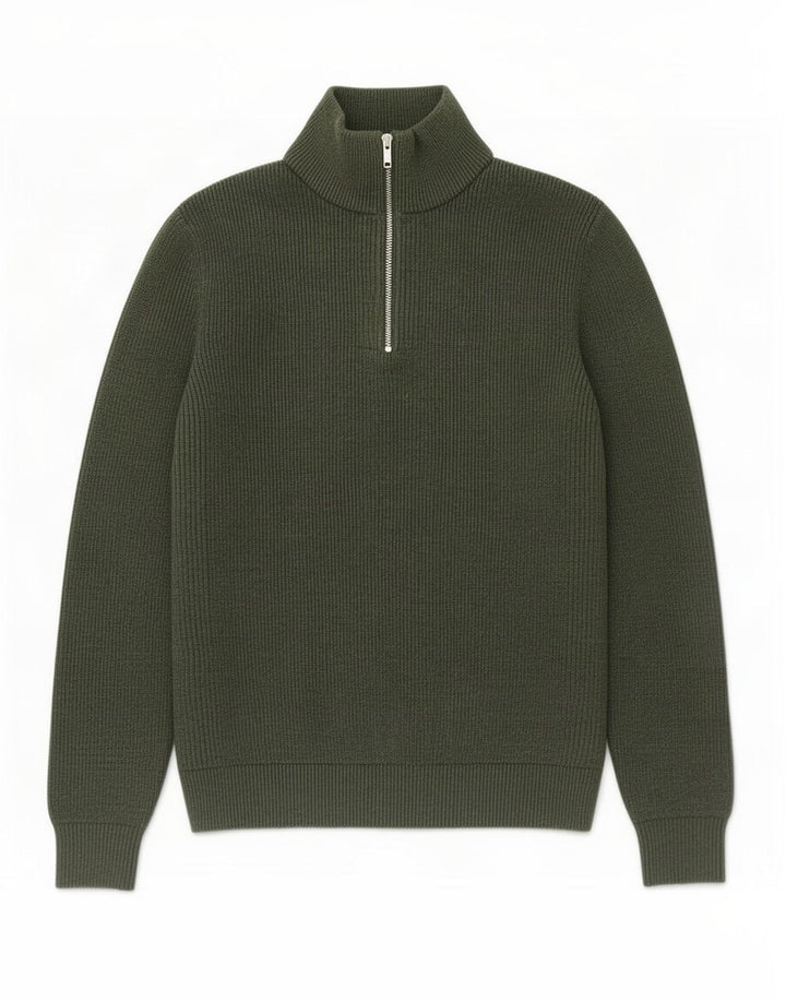 Marks & Spencer Męski sweter zapinany na zamek, duży, poliestrowy khaki