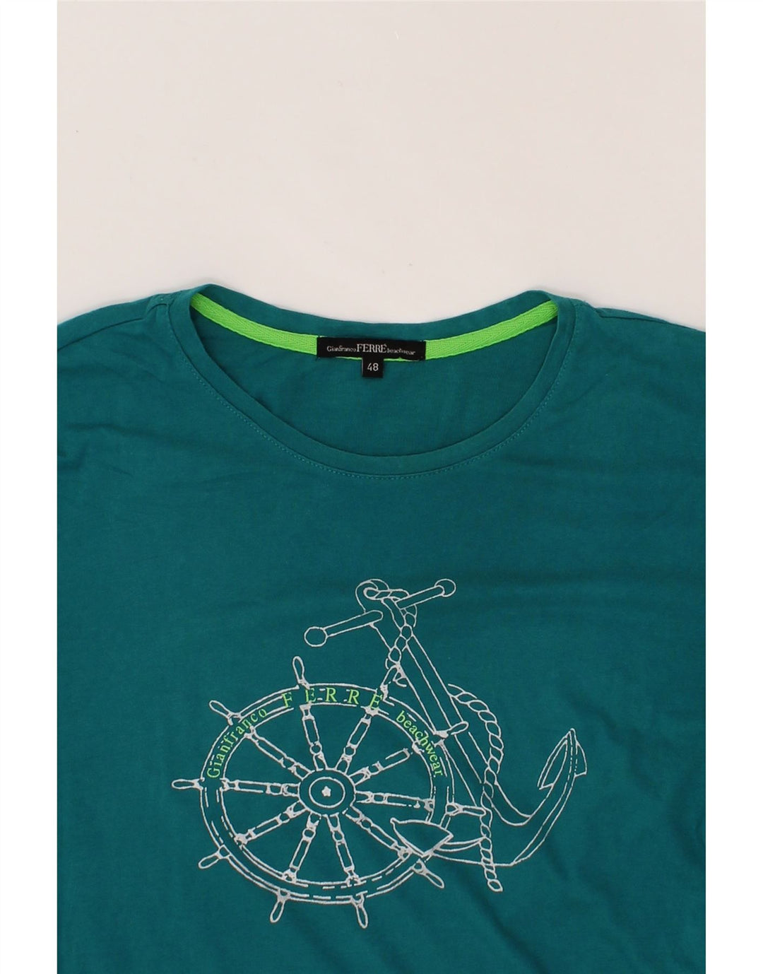 GIANFRANCO FERRE Mens Graphic T-Shirt Top IT 48 Medium Green Cotton Vintage Gianfranco Ferre and Second-Hand Gianfranco Ferre from Messina Hembry 