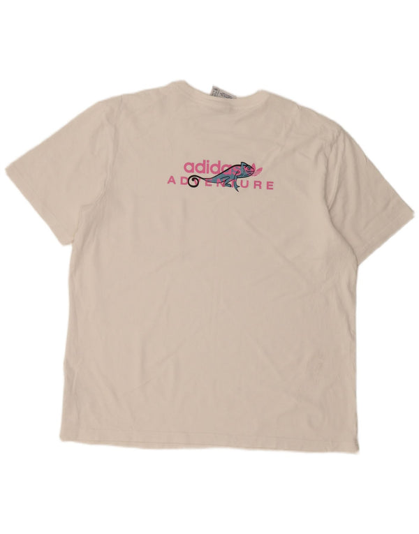 ADIDAS Mens Adventure Graphic T-Shirt Top XL White Cotton