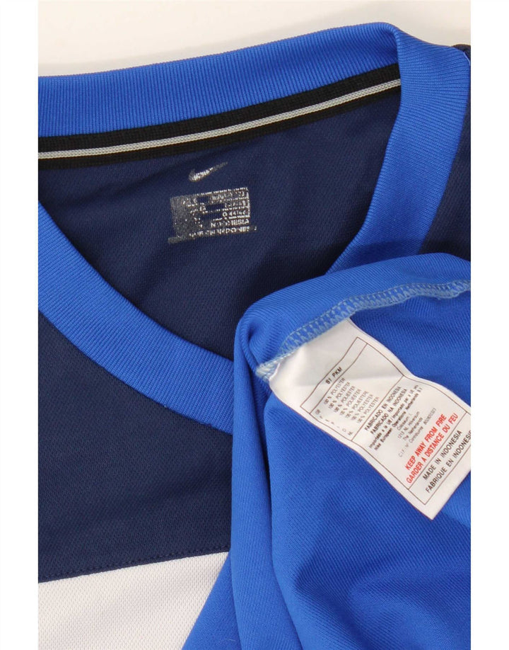 T-shirt męski Nike, mały, niebieski, z blokami kolorów, poliester