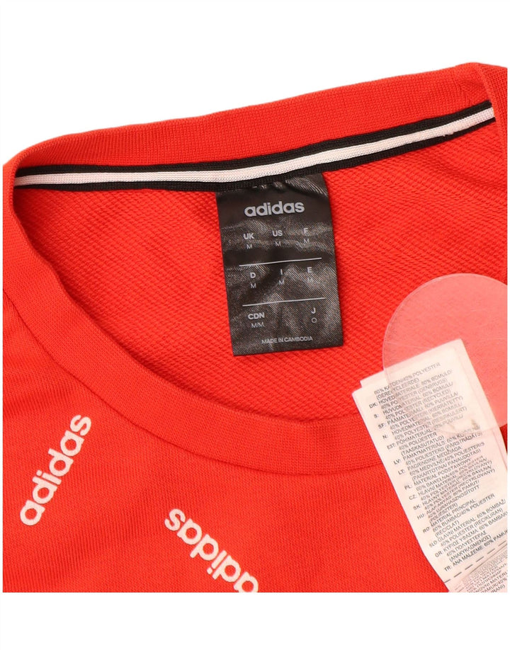 Męska bluza Adidas z grafiką, średnio czerwona, bawełniana