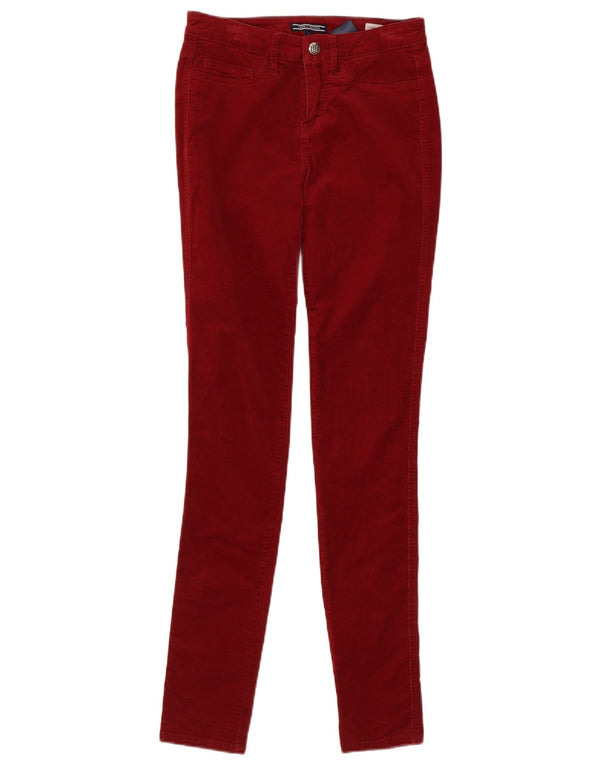 Spodnie damskie Tommy Hilfiger Skinny sztruksowe US 2 XS W26 L30 bordowe