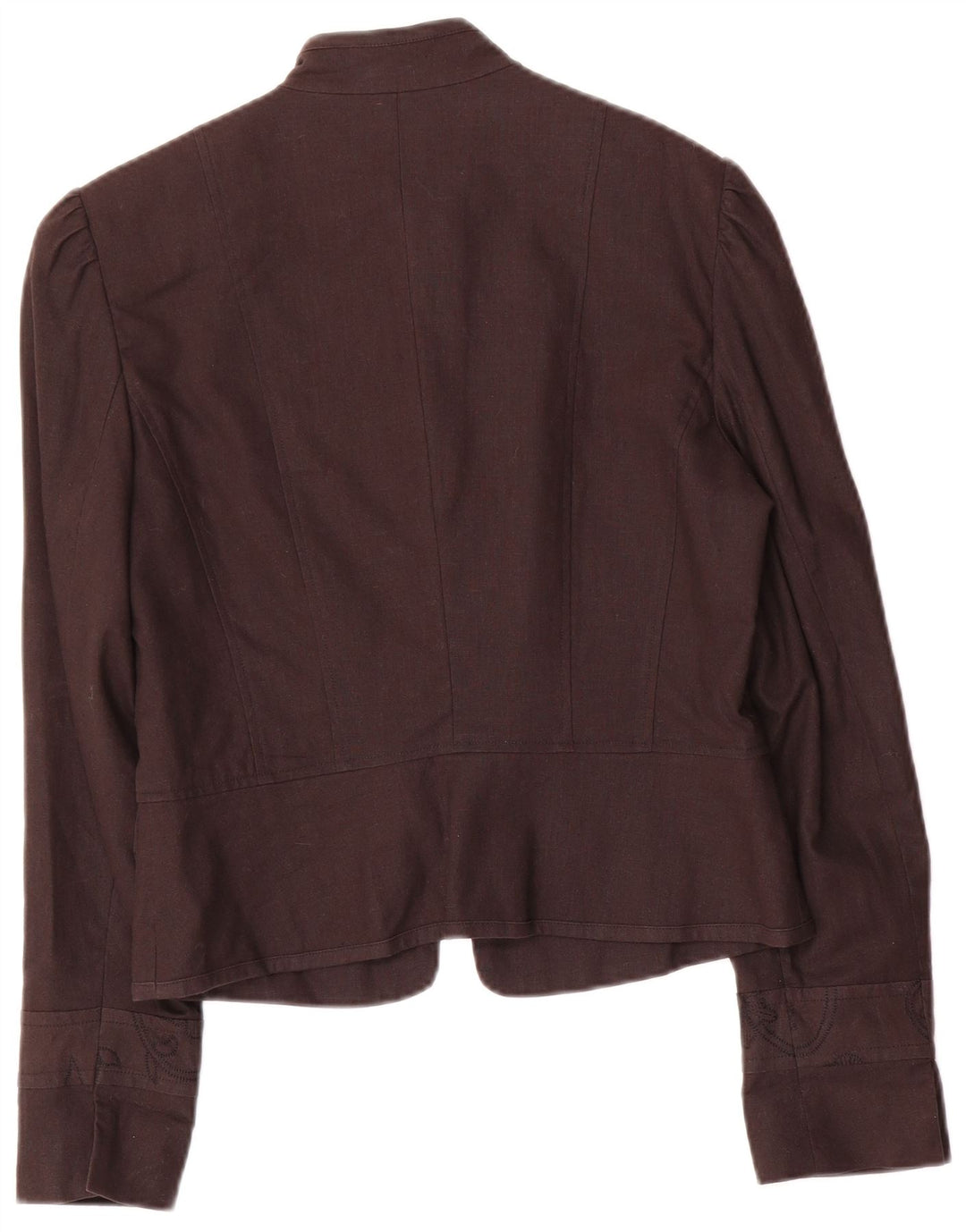 Vintage damska marynarka zapinana na 5 guzików UK 10, mała, brązowa, lniana w kwiaty