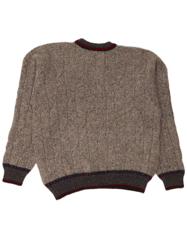 Męski sweter z okrągłym dekoltem Kappa XL Szary, nakrapiany dziewicza wełna