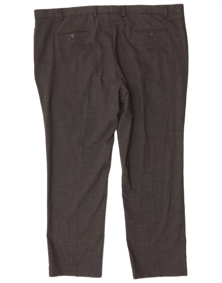 Męskie spodnie garniturowe Marks & Spencer o prostym, regularnym kroju W48 L31 szare