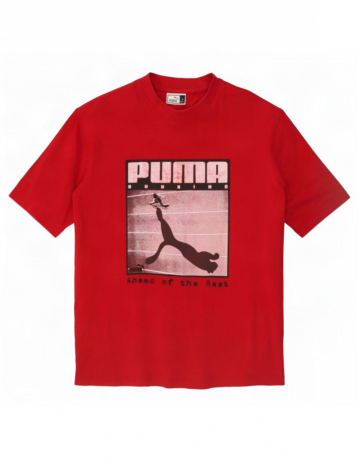 Męski T-shirt z grafiką Puma, mały, czerwony, bawełniany