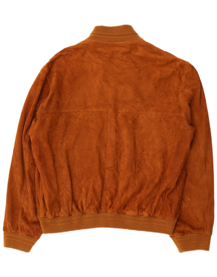 Vintage męska zamszowa kurtka bomber IT 56 3XL brązowa skóra