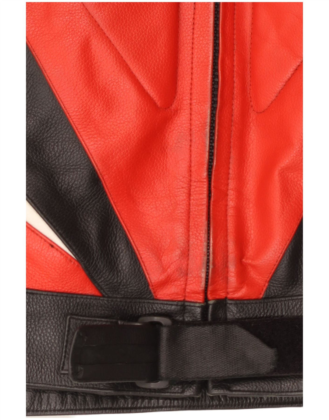 Męska skórzana kurtka racer w stylu vintage UK 40, duża, wielokolorowa