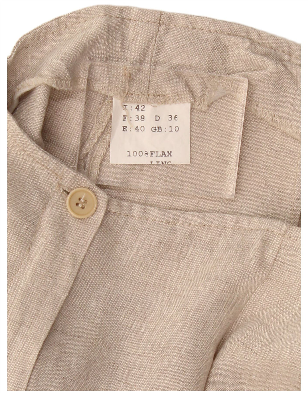 Spodnie damskie VINTAGE proste Capri UK 10 małe W30 L21 beżowe lniane