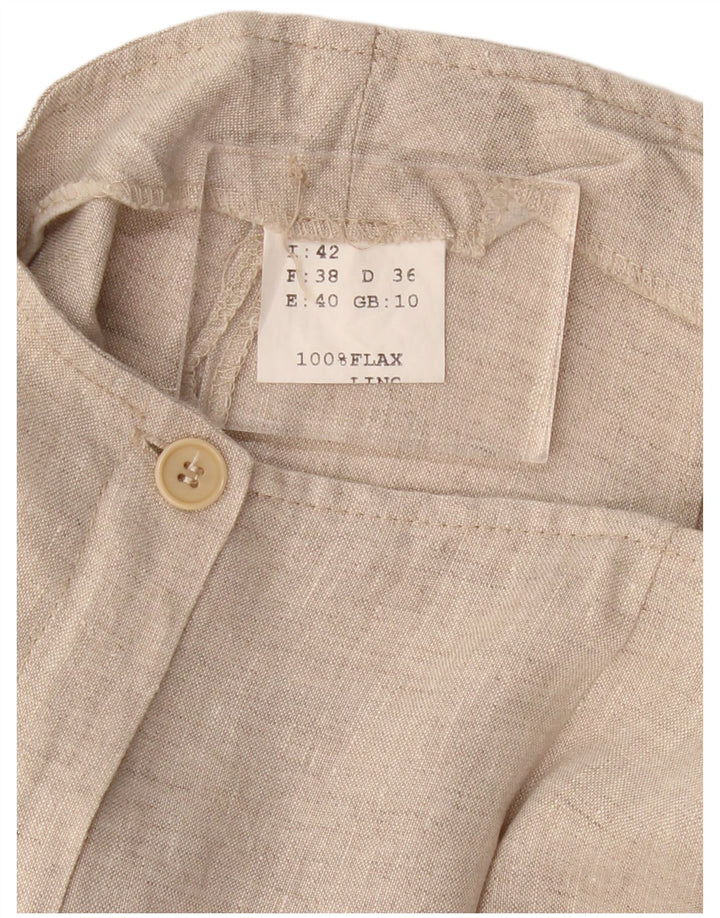 Spodnie damskie VINTAGE proste Capri UK 10 małe W30 L21 beżowe lniane