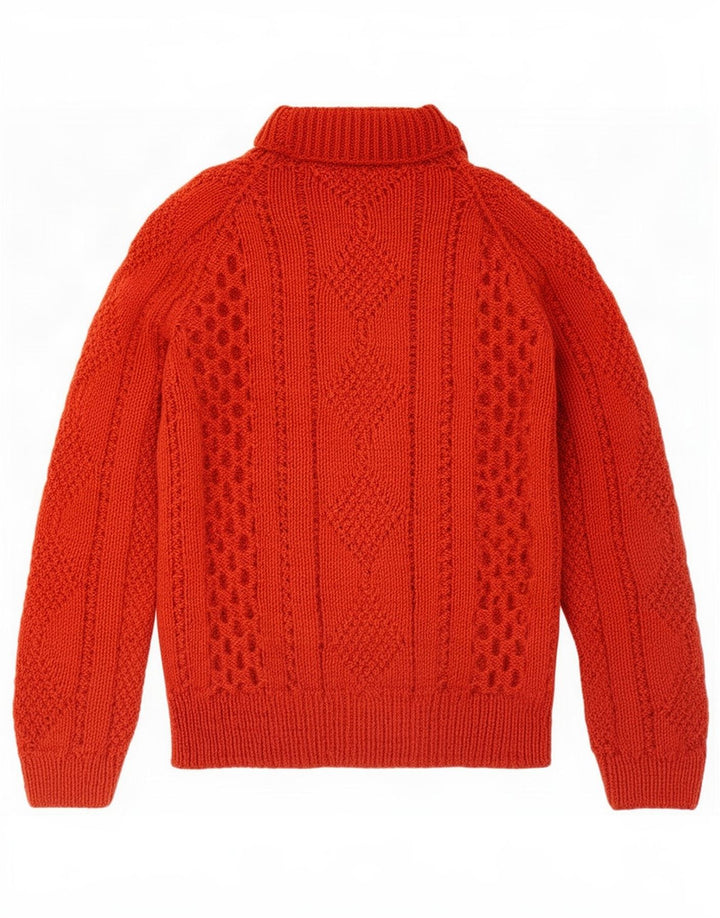 Vintage damski sweter z golfem UK 12 średni pomarańczowy