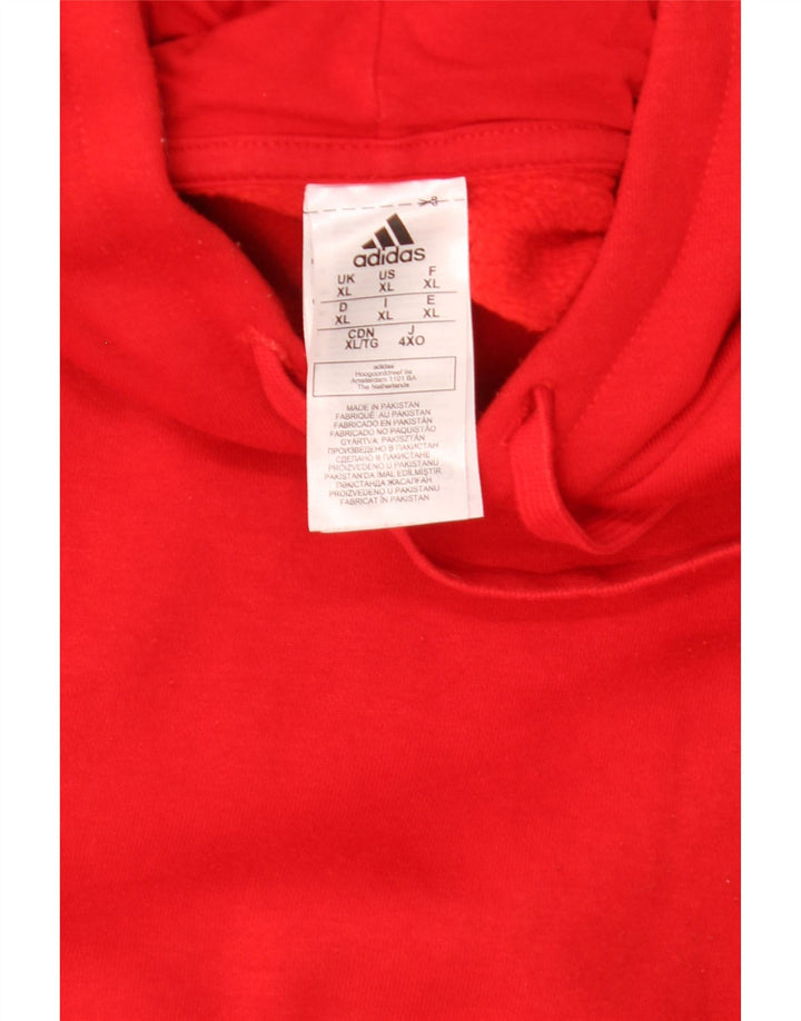 Adidas Męska bluza z kapturem XL, czerwona, poliestrowa
