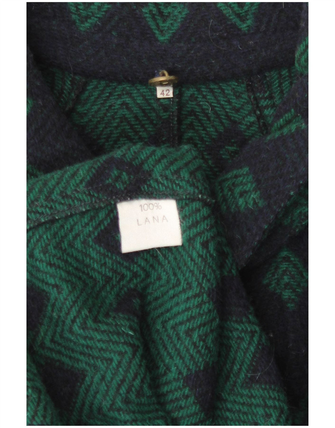 Vintage damski płaszcz o luźnym kroju IT 42 Średni granatowy Argyle/Diament