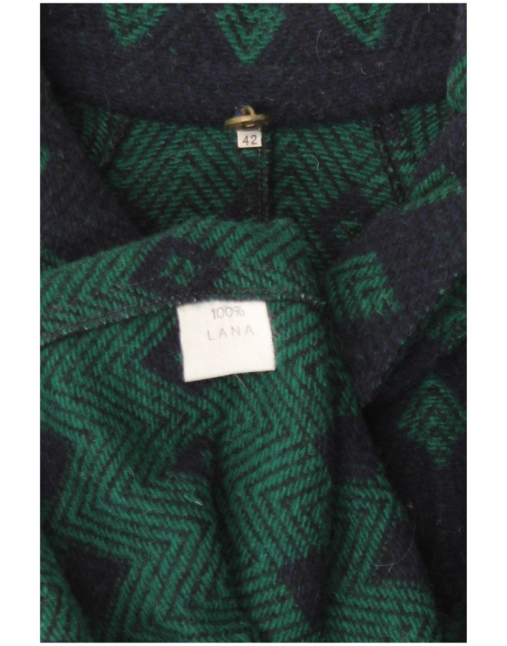 Vintage damski płaszcz o luźnym kroju IT 42 Średni granatowy Argyle/Diament