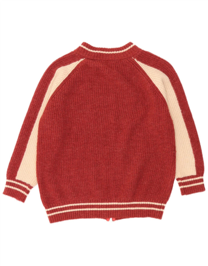 Vintage damski sweter rozpinany z zamkiem błyskawicznym UK 14, średni czerwony, blok kolorów