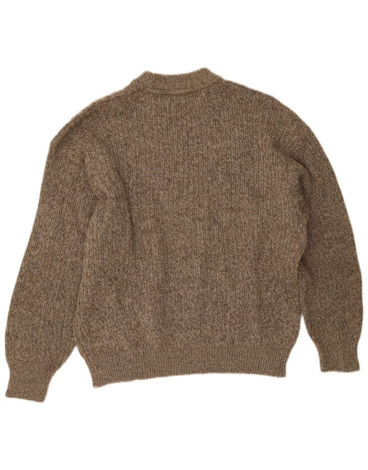 Cacharel Męski sweter z okrągłym dekoltem, duży beżowy Fair Isle