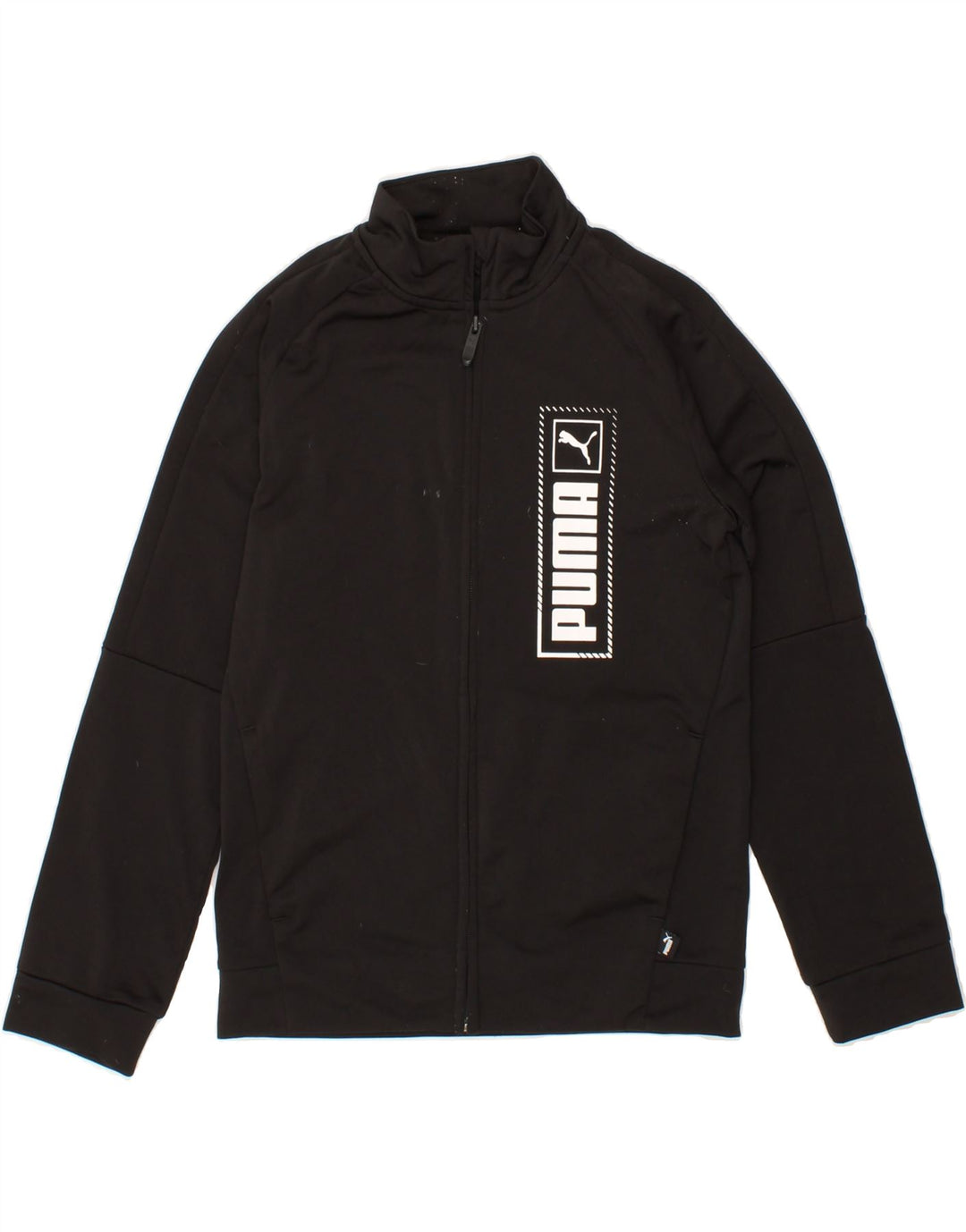 PUMA Boys Graphic Tracksuit Top Jacket 11-12 Years Black Polyester Vintage Puma and Second-Hand Puma from Messina Hembry 