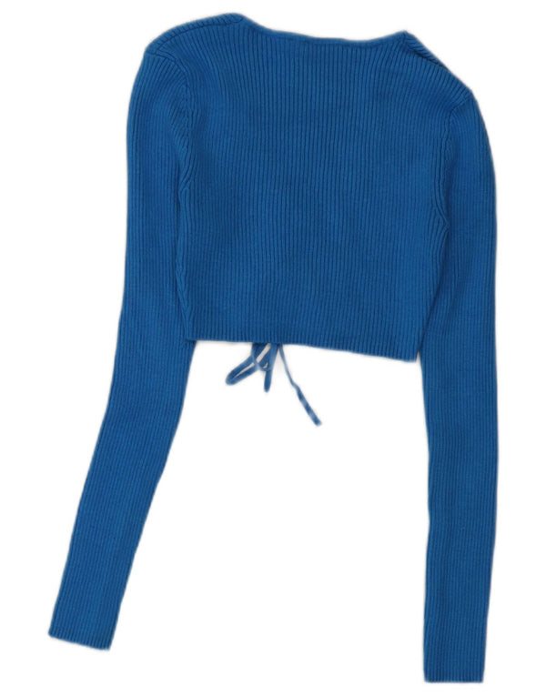 Damski krótki top z długim rękawem Zara UK 10 Small Blue Wiskoza