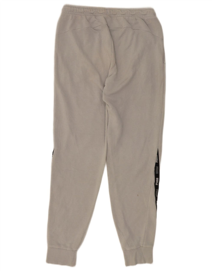 Męskie spodnie dresowe PUMA z grafiką, średnioszare, z blokami kolorów