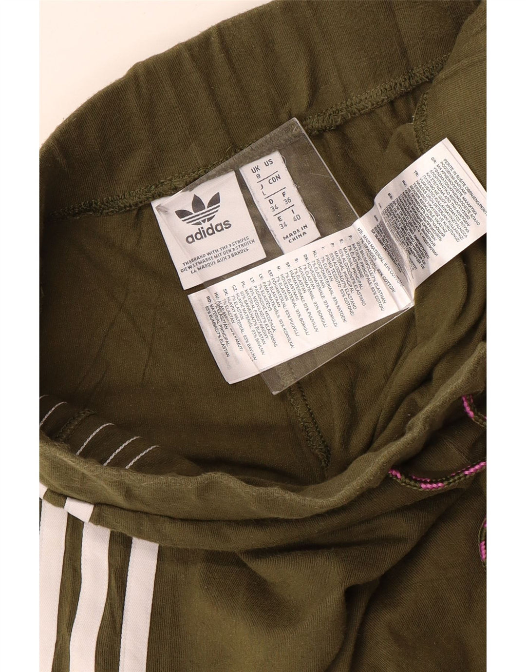 Legginsy damskie Adidas UK 8, małe, bawełniane w kolorze khaki