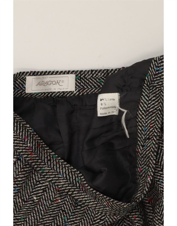 VINTAGE Womens Pencil Skirt IT 42 Medium W28  Grey Herringbone Wool Vintage Vintage and Second-Hand Vintage from Messina Hembry 
