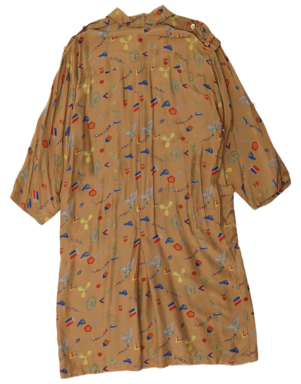 Vintage damska sukienka koszulowa w abstrakcyjny wzór EU 44 XL brązowa geometryczna