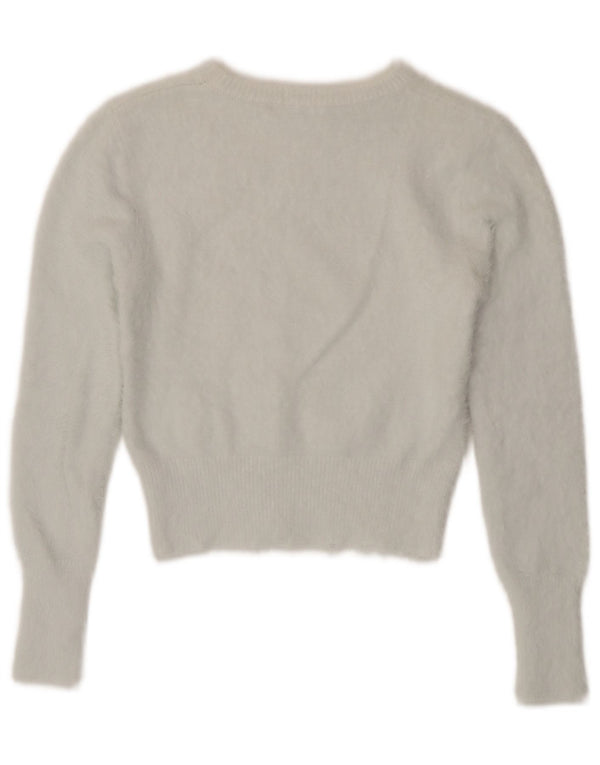 Damski sweter Zara z dekoltem w łódkę, UK 12, średni biały nylon