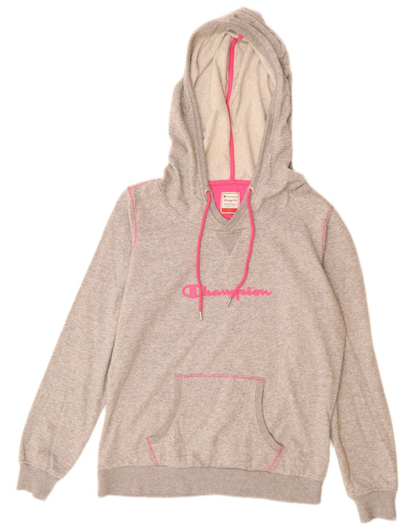 Damski sweter z kapturem CHAMPION Heritage Fit Graphic UK 16, duży, szary, bawełniany