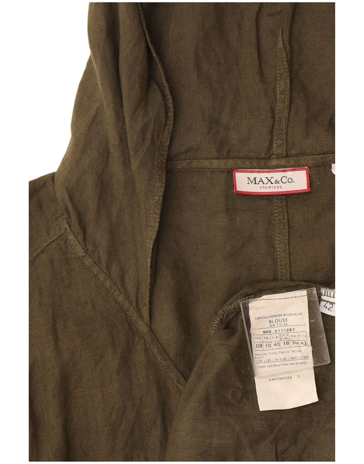 Damska bluzka z długim rękawem i kapturem Max & Co. Top UK 10 Small Khaki Linen