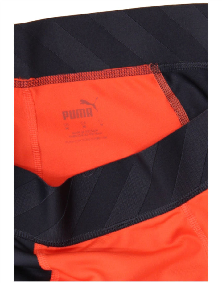 PUMA Womens Leggings UK 12 Medium  Orange Colourblock