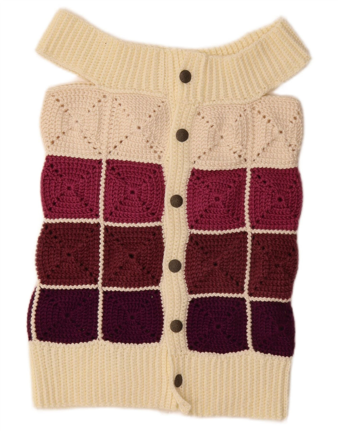 Sweter damski w stylu vintage, brytyjski 8, mały, wielobarwny blok kolorów