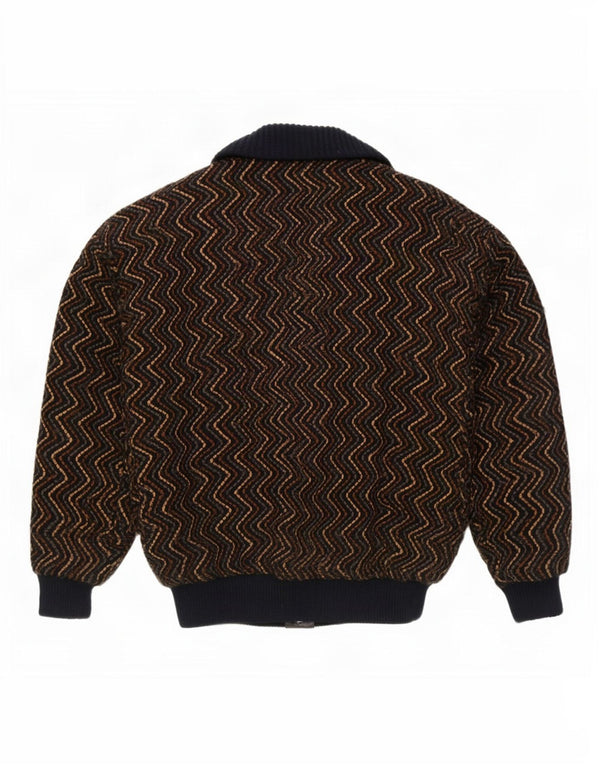 Vintage męska dzianinowa kurtka bomber UK 42 XL brązowa jodełka