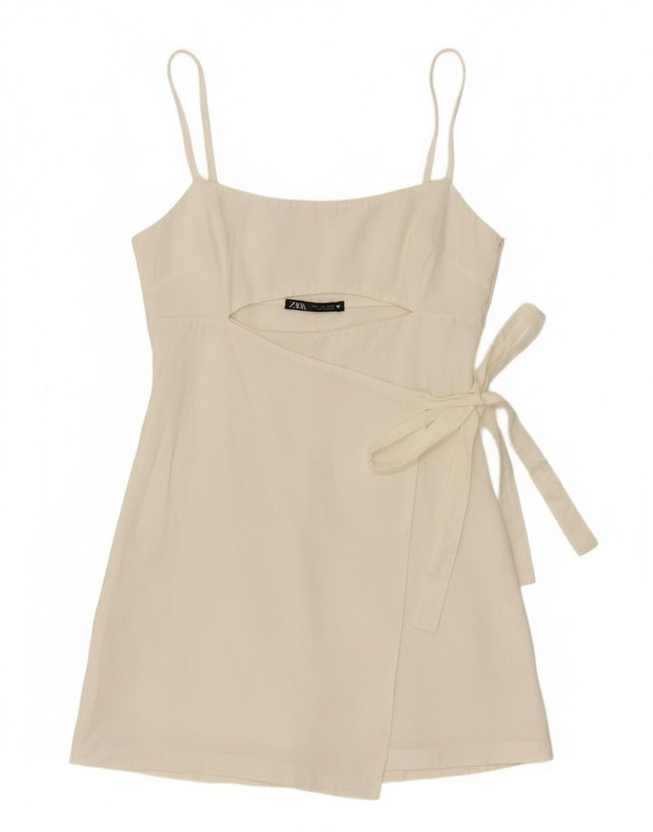 Damska tunika z wiązaniem z przodu Zara UK 12 Średni biały Lyocell