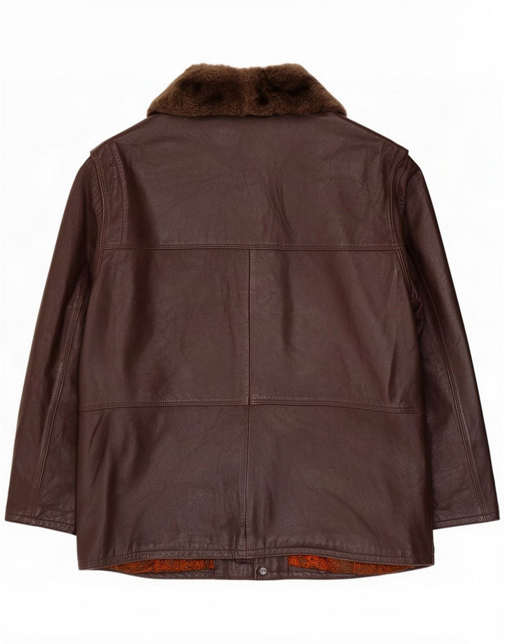 Męska kurtka skórzana vintage UK 38 Medium Brown