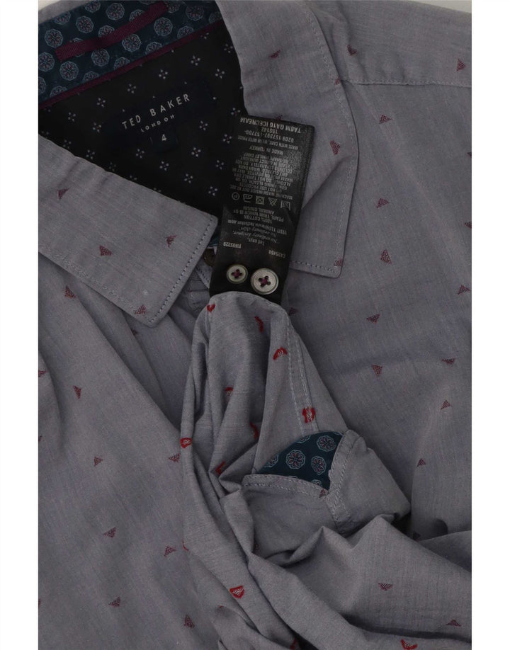 Koszula męska Ted Baker w abstrakcyjny wzór, rozmiar 4, duża, szara, bawełniana