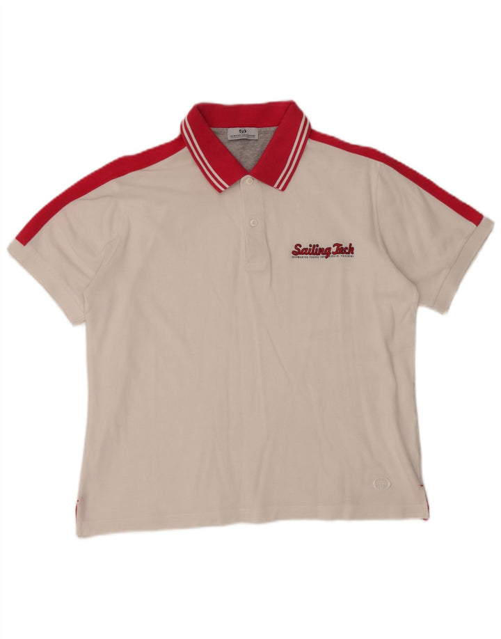 Męska koszulka polo SERGIO TACCHINI, duża, biała, bawełniana w bloki kolorów