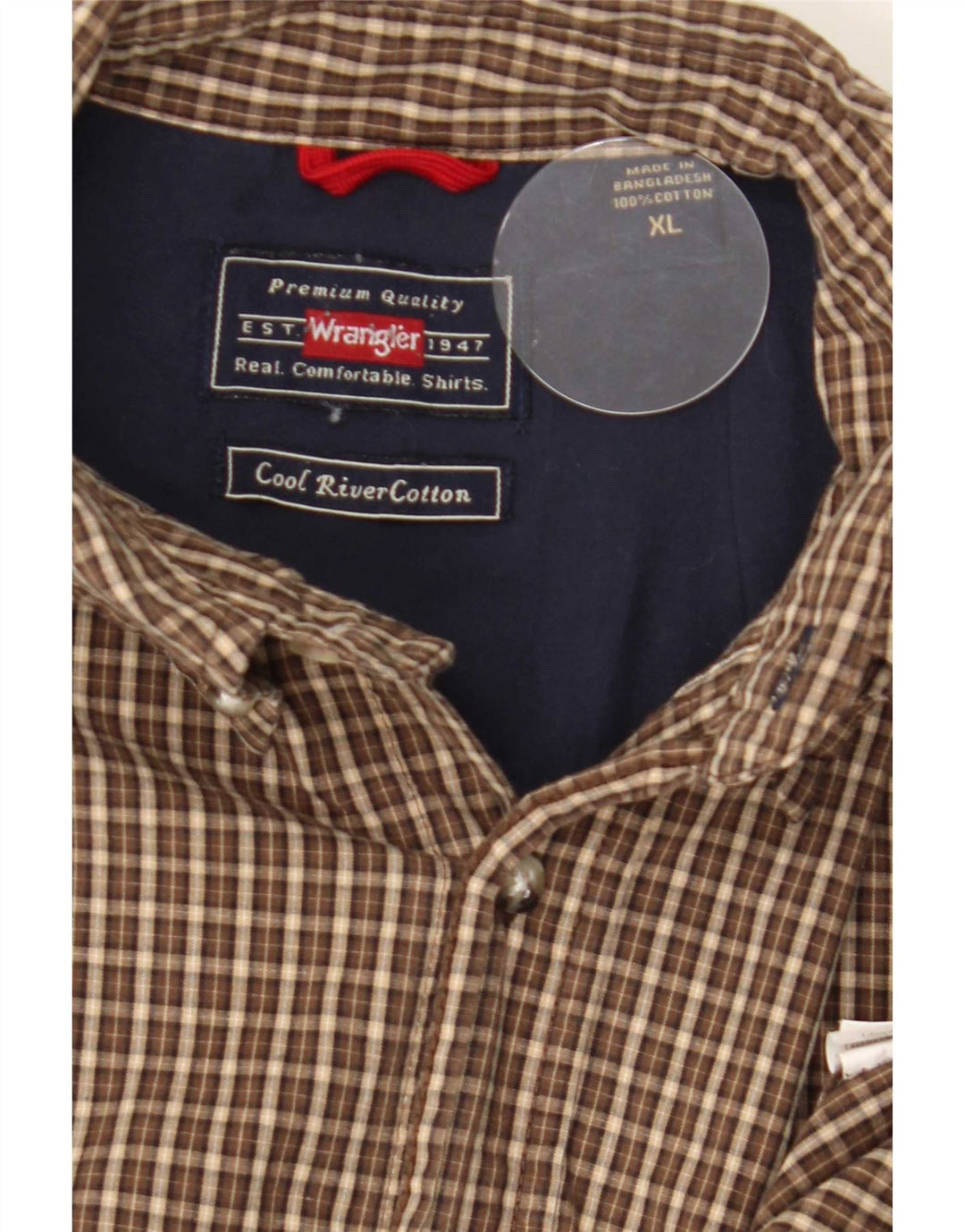 Koszula męska Wrangler XL, bawełniana, brązowa krata