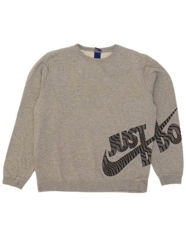 Męska bluza z grafiką Nike, duża, szara, nakrapiana bawełna